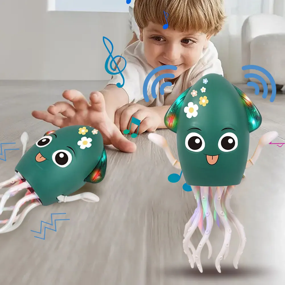 Dancing Funny Octopus Toy Smart Obstacle Avoidance Cartoon Interactive Moving Toys Education Toddler Octopus Toy for Kid Gift