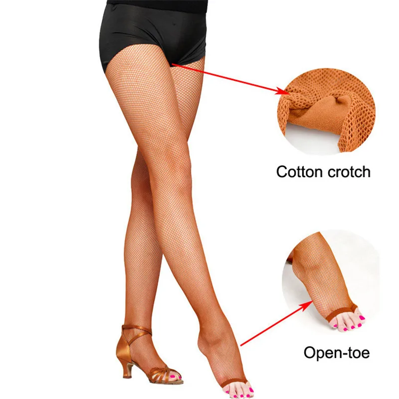 Wholesale Tan Open Toe Fishnet Tights Professional Latin Ballroom Dance  Pantyhose For Women Dance Competition Training