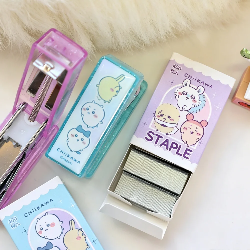 Genuine Kawaii Chiikawa Stapler Set With Staple Anime Hachiware Usagi Binding Tool For Homework Journal School Office Stationery