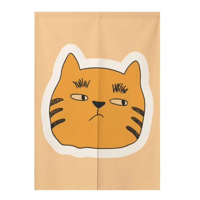 

Cartoon cat doodle changing room Curtain Privacy Partition Doorway Curtains Kitchen Entrance Noren Linen Hanging Half-curtain