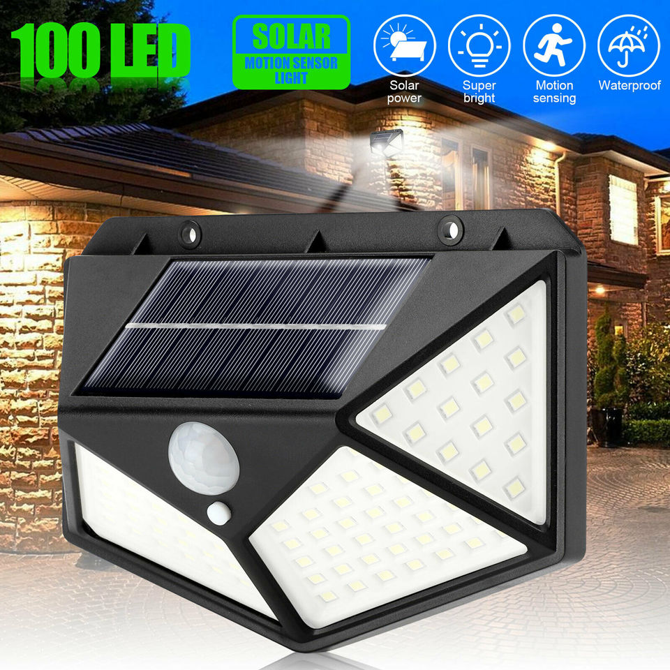 100 Led Solar Wall Lamp PIR Motion Sensor Outdoor Solar Street Light Garden Fence Lights IP65 Waterproof Solar Porch Wall Lamp