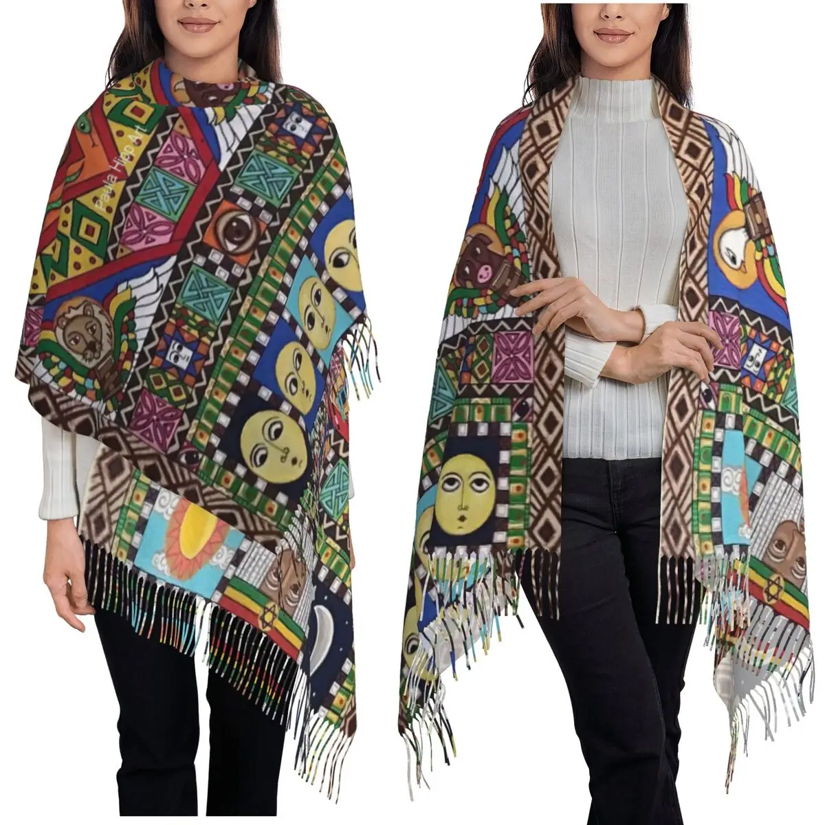 

Эфиопский шарф Habesha Culture Art, шарфы с кисточками для женщин, мягкие теплые шали и накидки, большая осенне-зимняя шаль