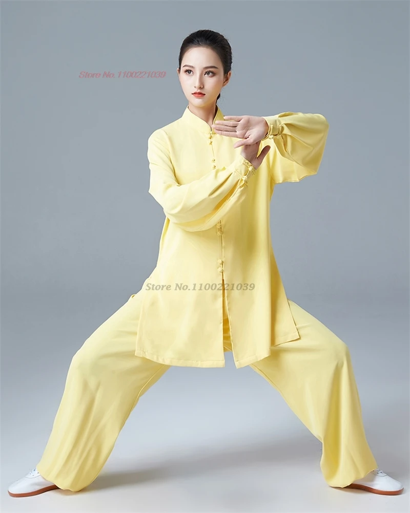 2024 chinese tai chi uniform wushu kung fu practice martial arts wing chun tops+pants set outdoor sports training exercise suit