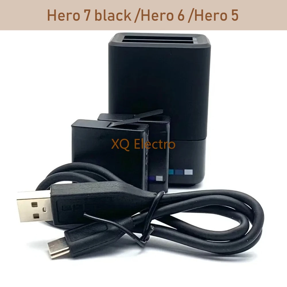 Genuine Dual Rechargeable charger, Original Battery ,Charging cable For GoPro Hero 7 6 5 Black Camera Rplacement