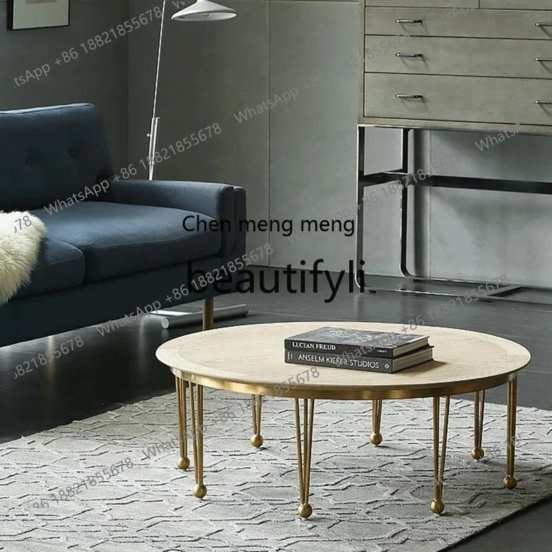 G Nordic liht luxury round coffee table French, Italian minimalist, modern simplicity