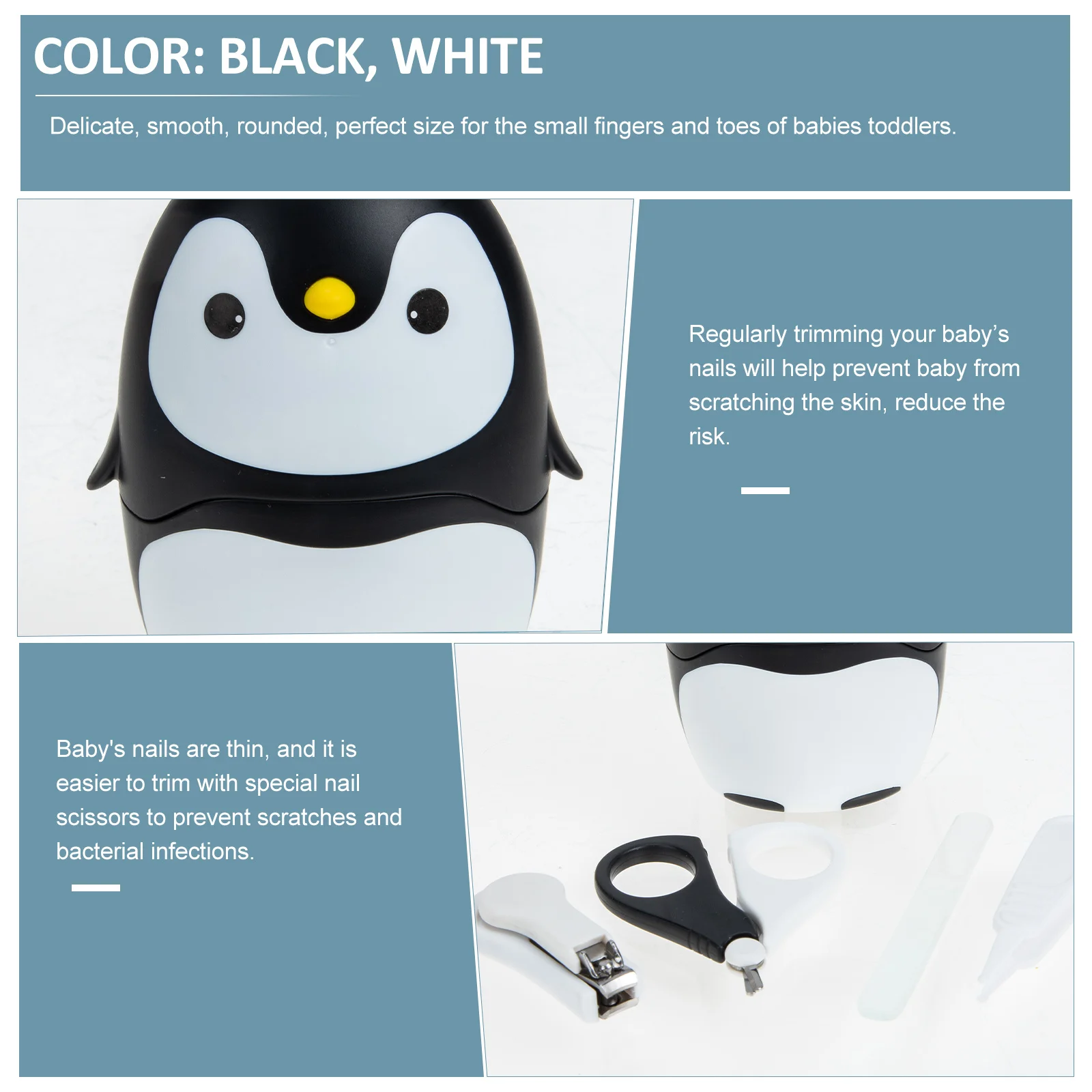 

1Set Baby Nail Clipper Kit Compact Design Safety Scissors Tweezers Nail File Infant Grooming Tool Kids Safety Scissors