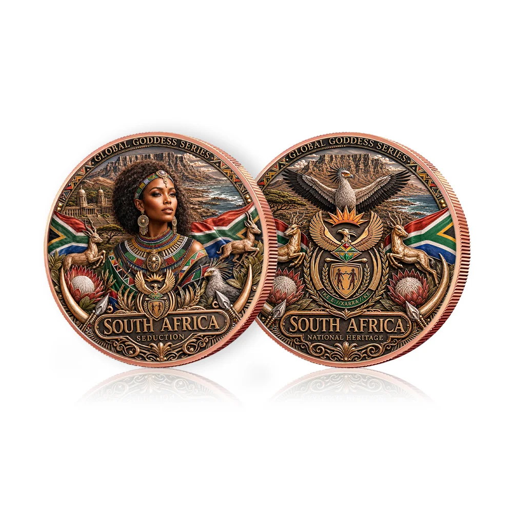 Global Goddess Series South Africa 1oz Fine Copper Coin African Beauty Pure Copper Coins Double Sided UV Printed Collector Gift