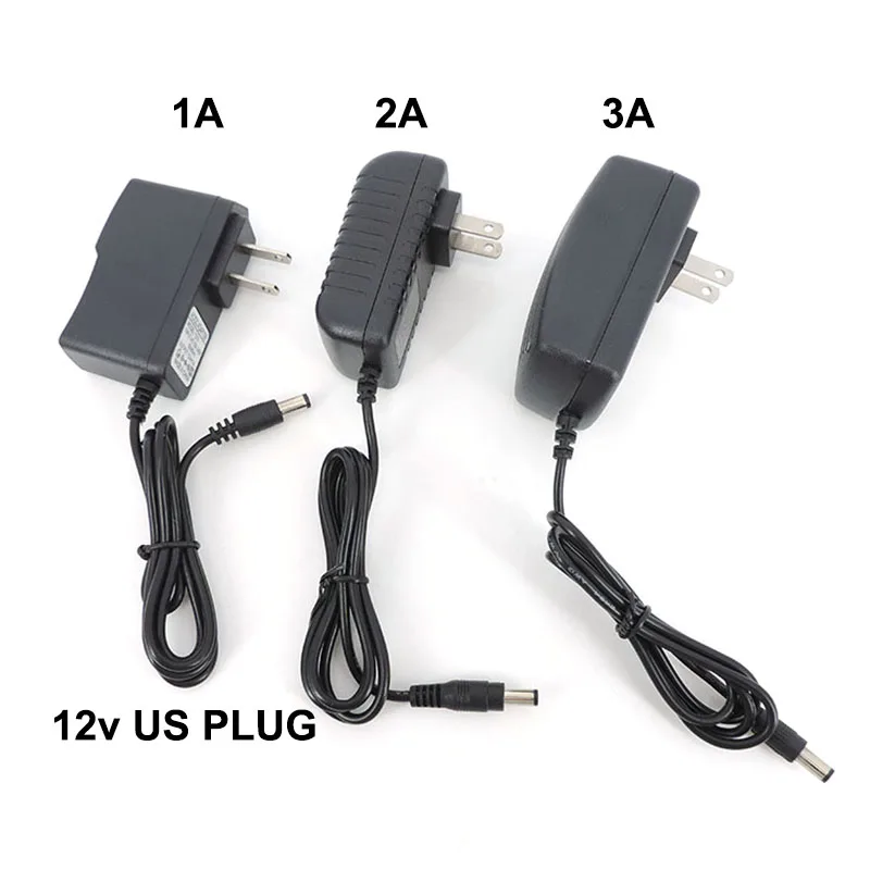 12V 2A US Plug AC 110V 220V to DC Power Supply Charger 1A 3A 1000ma 2000ma 3000ma lighting Transformer USA travel Adapter 5.5 t