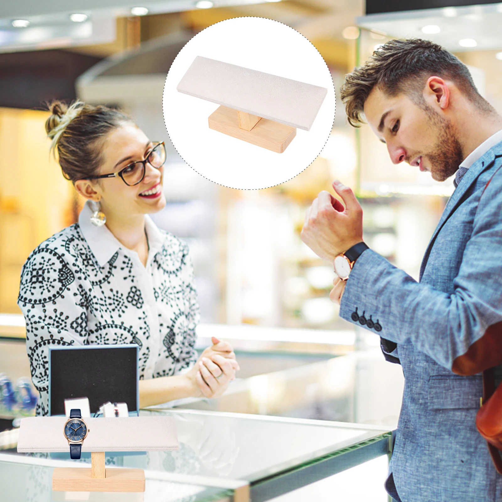 

1 шт., деревянный держатель для часов премиум-класса, современный фланелевый органайзер для ювелирных изделий, стеллаж для хранения часов, браслетов