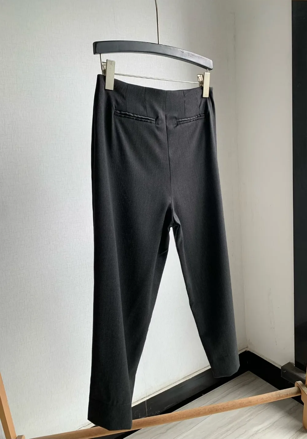 100% Wool Cropped Cigarette Trousers Women Pants