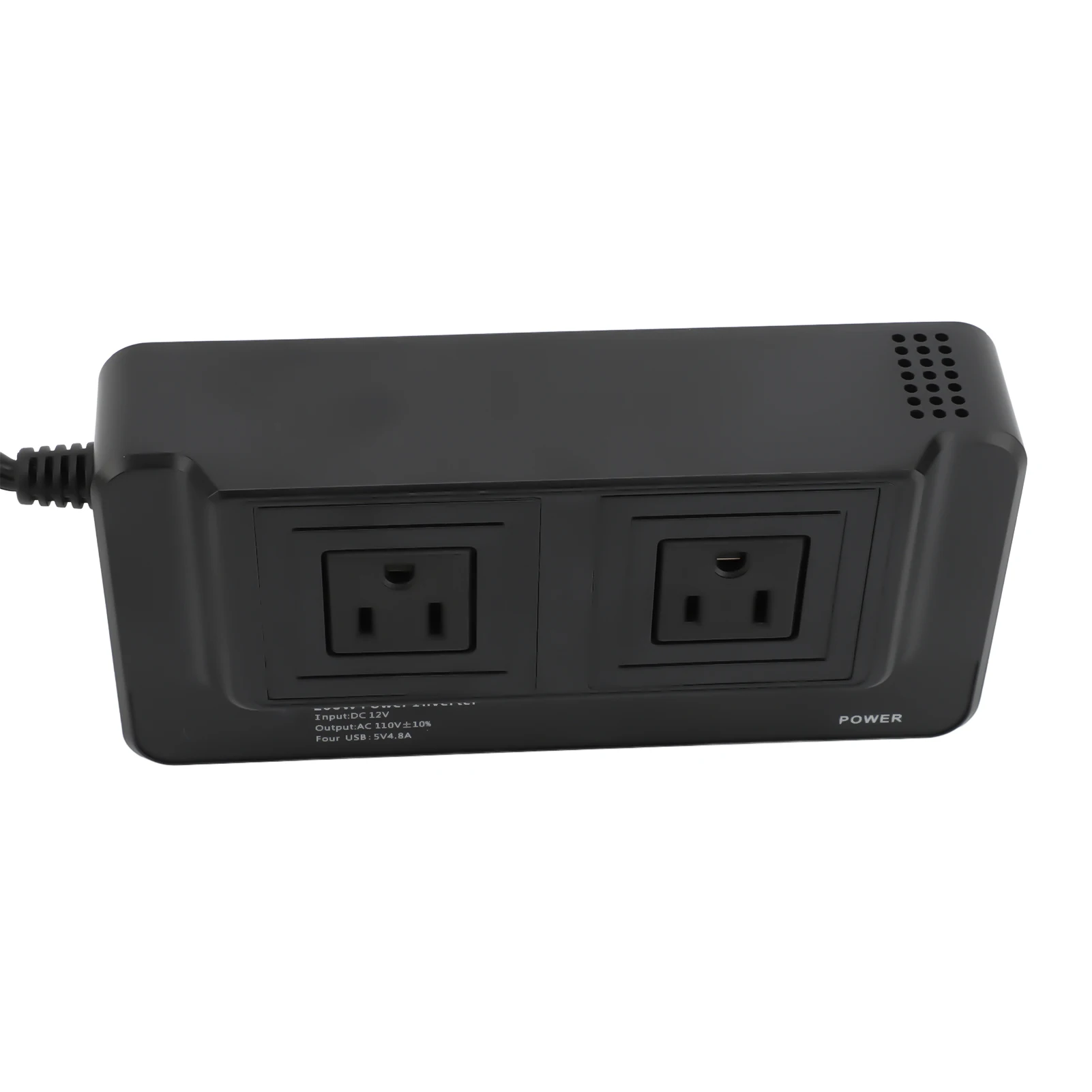 

Car Power Inverter 200W Car Power Converter with 4 USB Ports Double Outlets DC12V Input