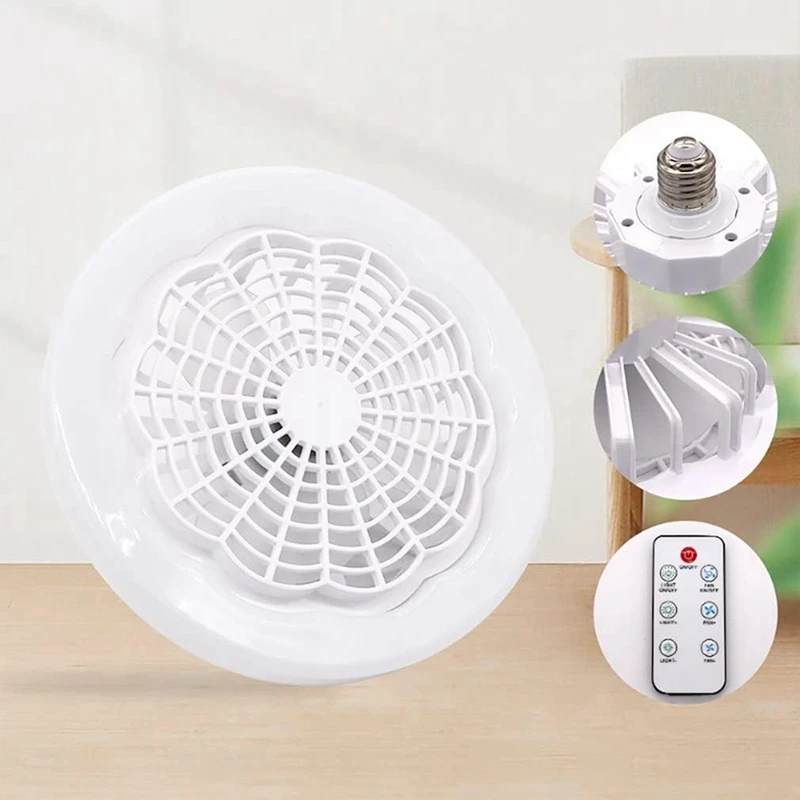 Ventilador de techo inteligente E27 con luz y Control remoto, lámpara LED de iluminación para dormitorio y cocina, ofertas superiores