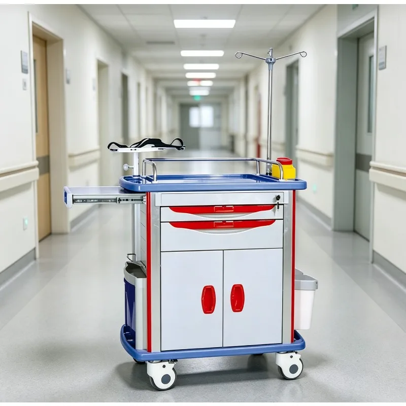 New ABS Plastic Material Medical Hospital Trolley with Multi-layer Drawer