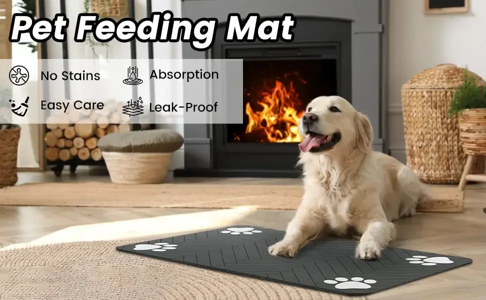 Haustier-Fressmatte Saugfähige Tierfressmatte aus Kieselgur Große Hunde- und Katzen-Fressmatte Schnell Trocknende Wasserdichte Futternapfunterlage – Detail 1