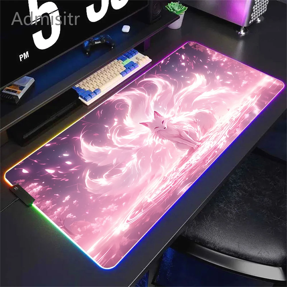 Imagem -03 - Non-slip Borracha Gaming Mouse Pad Led Glowing Mouse Mats Rgb Teclado Gamer Acessório de Computador pc Escritório