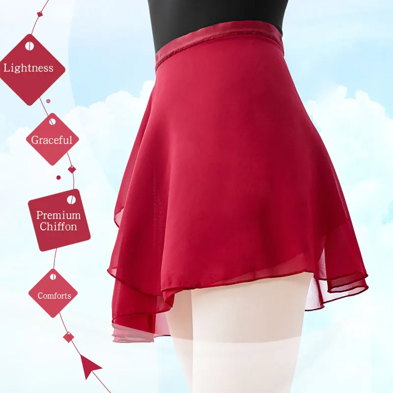 Vrouwen Ballet Rok Zwart Chiffon Dansrok Meisjes Dans Wikkel Rok Semi-Ondoorzichtige Rok Dansrok Ballerina Rok Verstelbare Stropdas