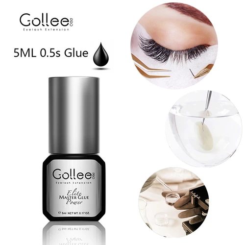 Gollee-pegamento para pestañas 0,5 s, secado rápido, baja humedad, pegamento para extensión de pestañas, negro, hipoalergénico, pegamento fuerte para pestañas, maquillaje resistente al agua