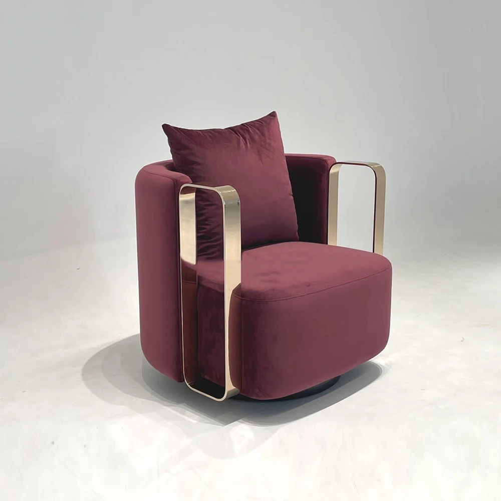 Modern rotating metal velvet fabric bedroom recliner sofa