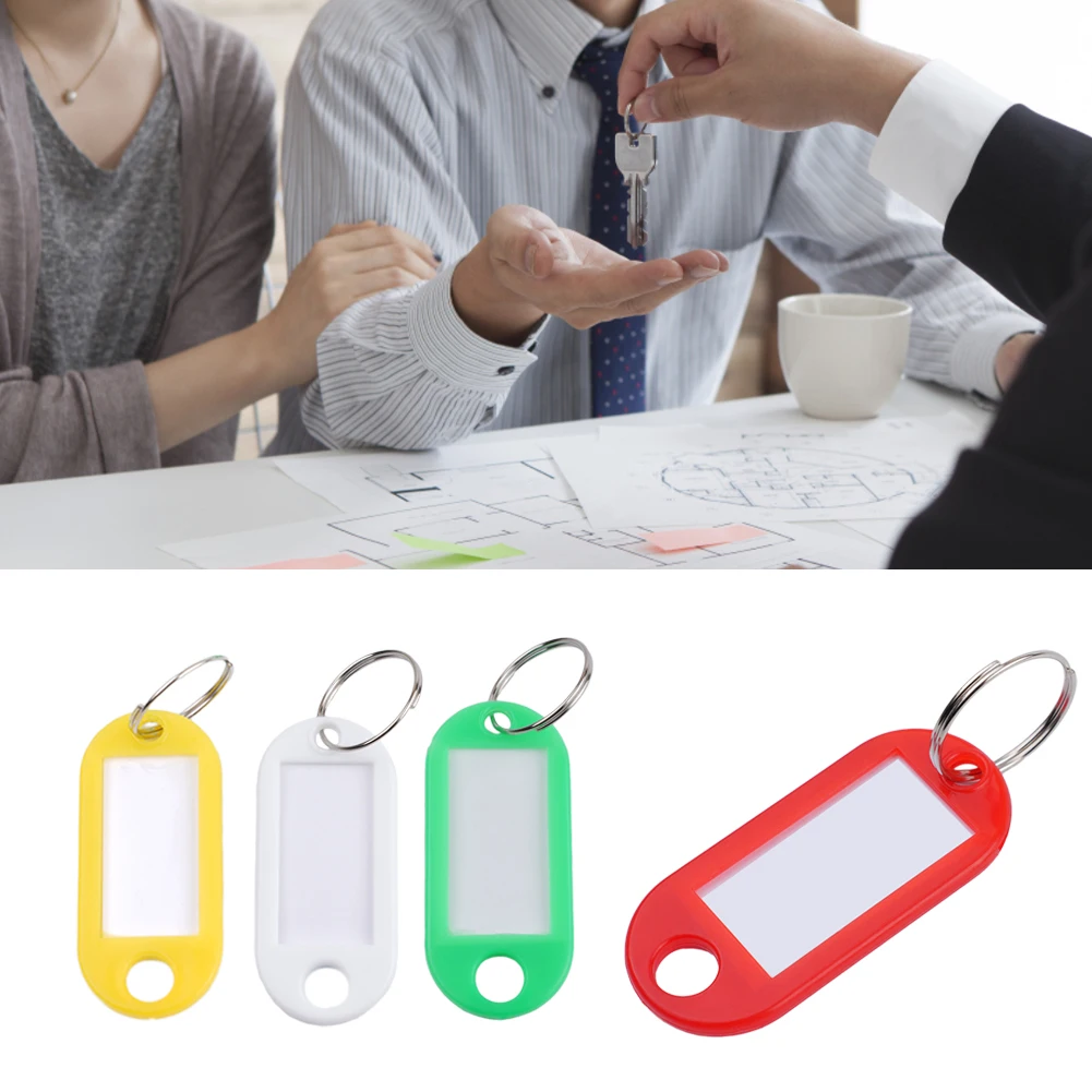 Key Fob Key Ring with Key Plates, Plastic Material, Transparent Protective Cover, Silver Key Rings, Black/Blue/Colorful