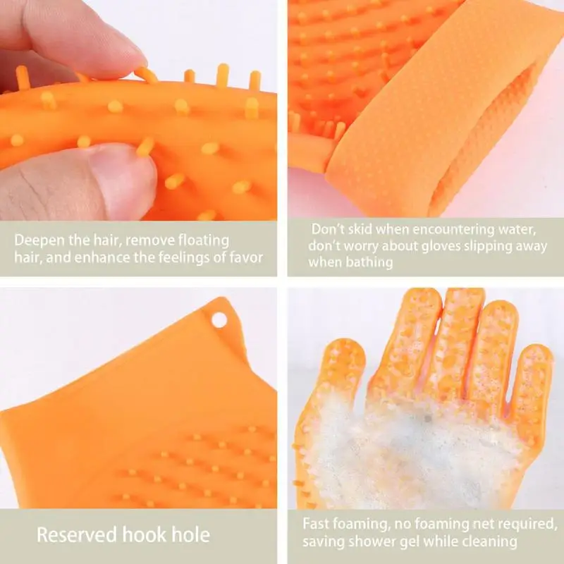 Silicone Pet Grooming Glove Double Sides Cat Dog Hair Remover Brush Comb Deshedding Bathing Washing Cleaning Supplies