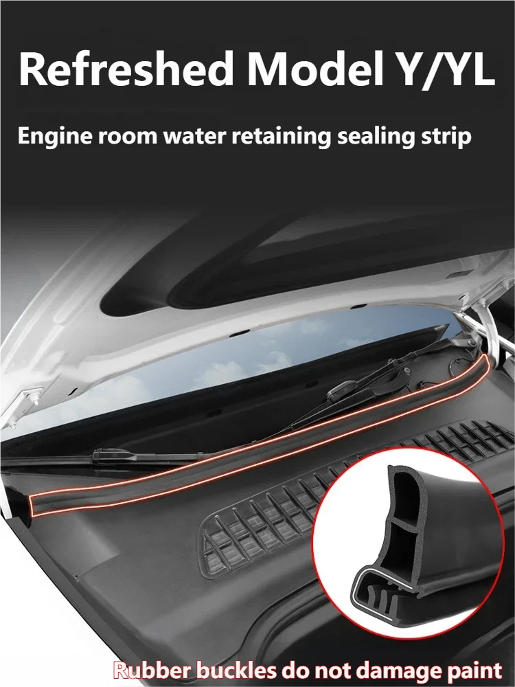 Waterproof Sealing Strip For Tesla Model YL 2025 2026 Front Cargo Compartment Dustproof Modification Car Accessory D-Shaped