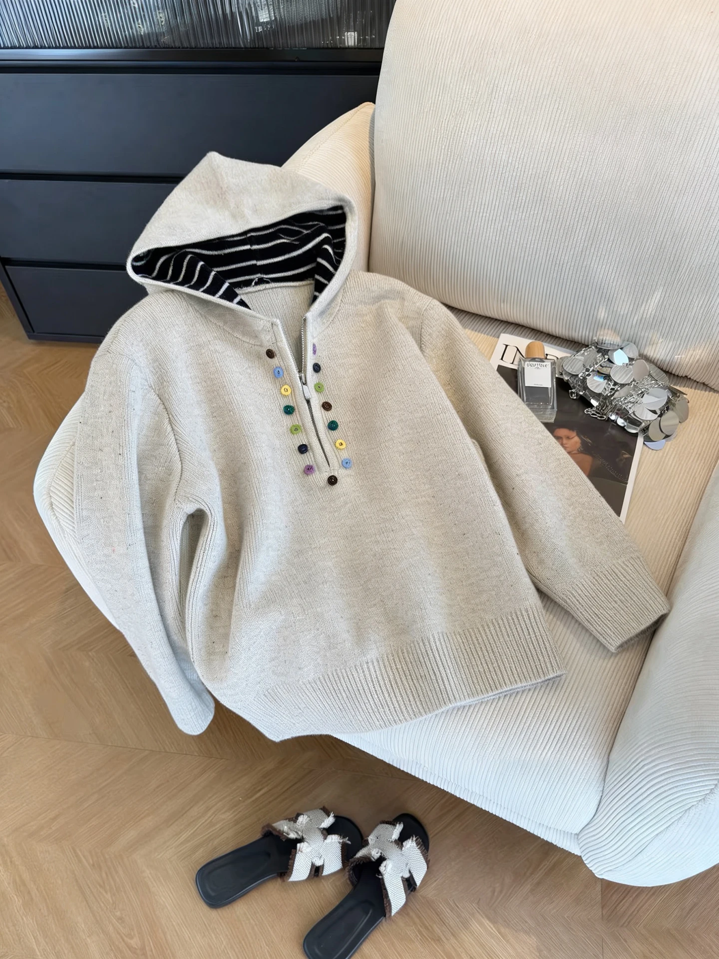 

Модная высококачественная ретро-толстовка на пуговицах для женщин, весна-осень, свободный вязаный топ, повседневный, стандартный крой, длинный рукав