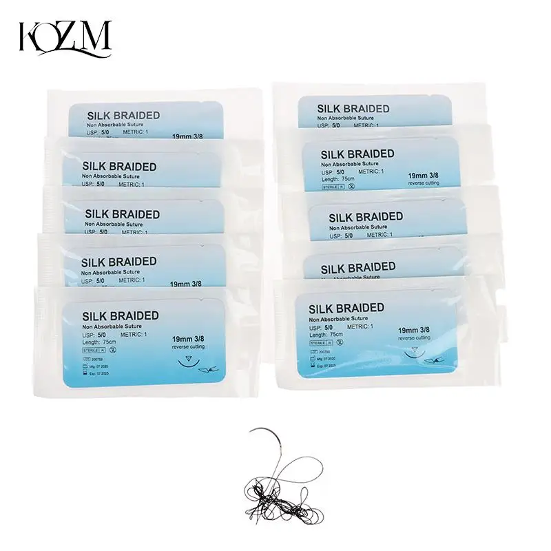 6/12Pcs  2/0 3/0 4/0 5/0 Medical Needle Suture Nylon Monofilament Thread Suture Practice Kit Teaching Demonstrations Exercises