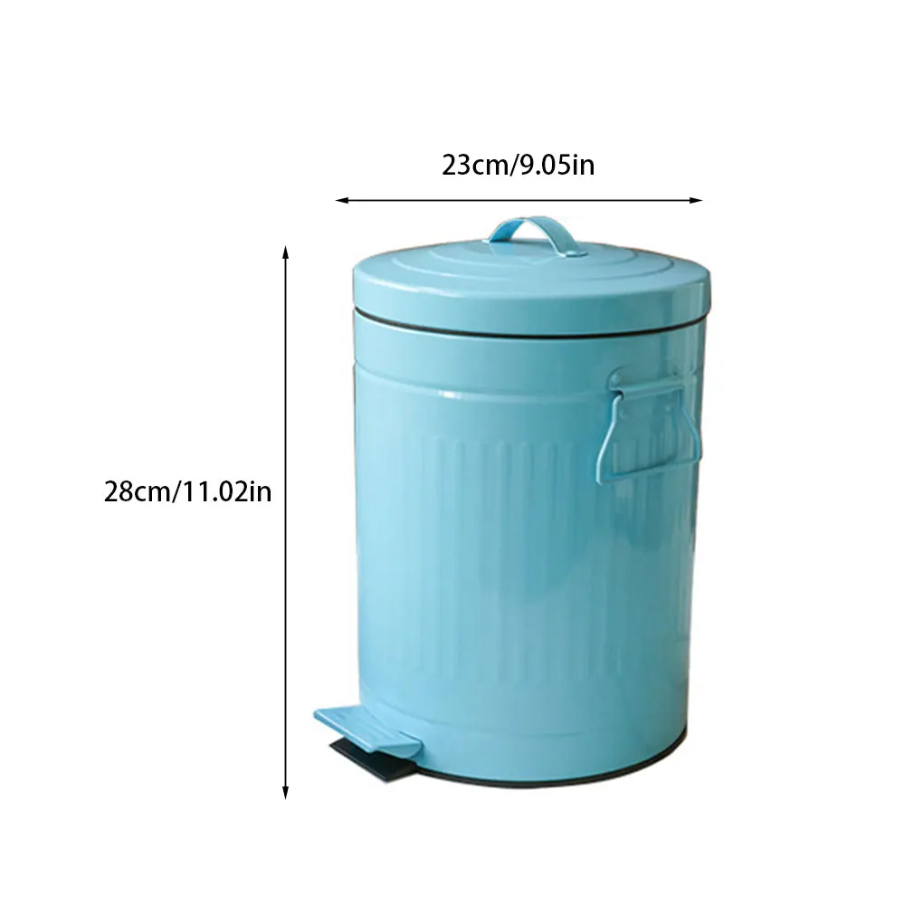 Iron Trash Can with Pedal Garbage Waste Paper Bathroom Toilet Bin for