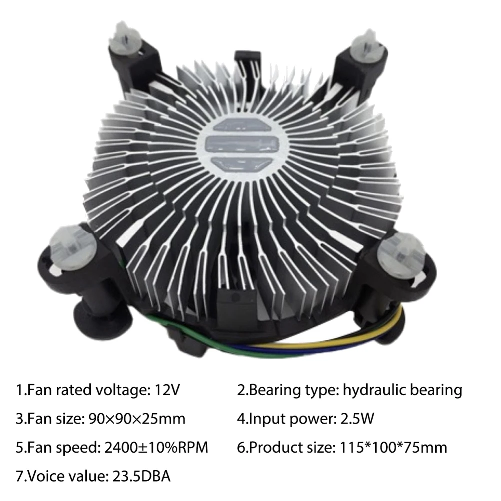 1PCS CPU Cooling Fan Radiator Heatsink CPU Cooler Hydraulic Bearing 2400 RPM for Intel LGA 775 1150 1155 1156 1151