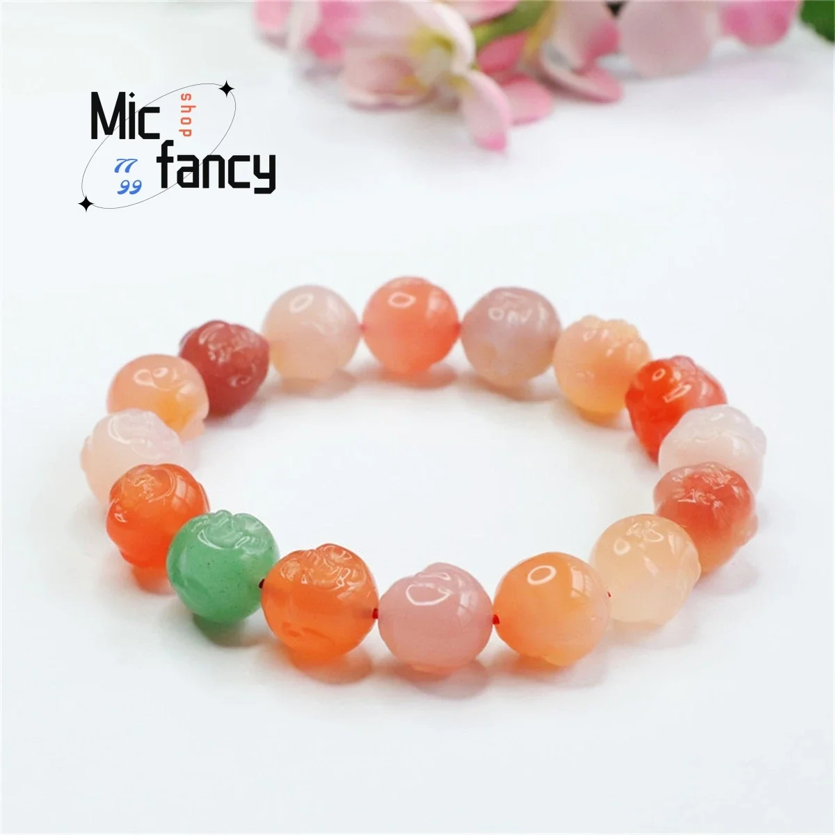 

Natural Yanyuan Agate Crystal Multi-color Buddha Head Bracelet Simple Generous Personality National Style Men Women Fine Jewelry