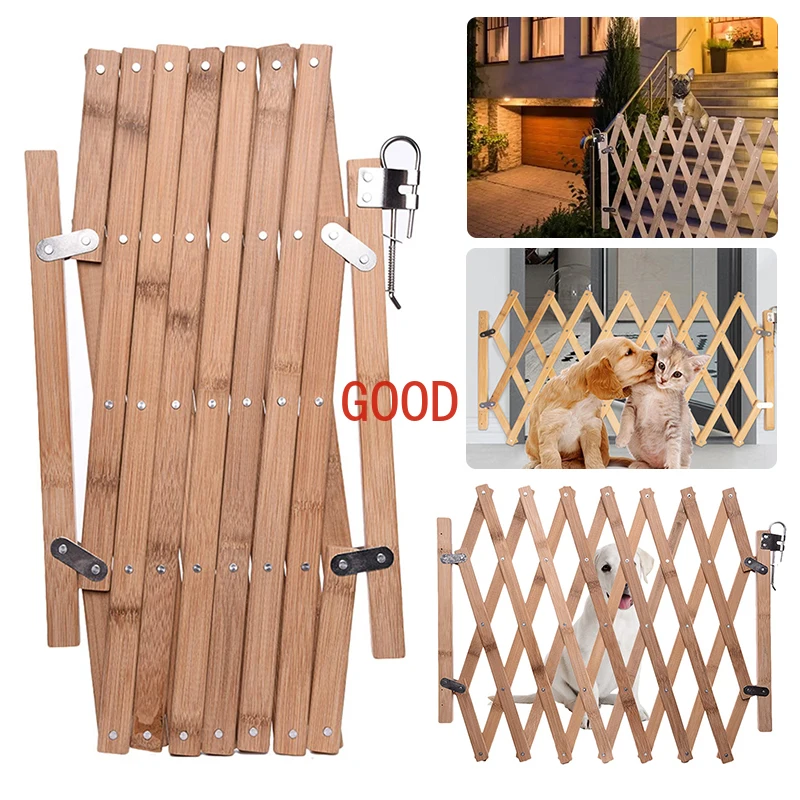 

Dog Wood Sliding Gate Wooden Expandable Gate Child Stair Safety Wooden Gate Retractable Fence Pet Expanding