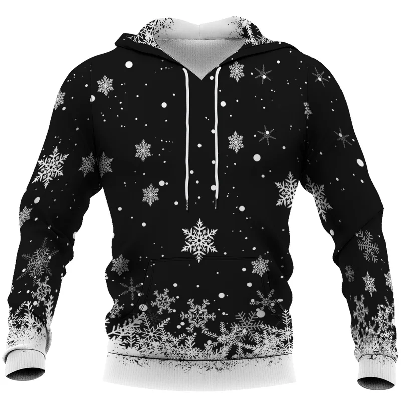 Men Christmas Snowflake Oversized S-6XL Hoodies 3d Printing Hooded Sweatshirt Long-Sleeved Couple Female Pullover Casual Clothes