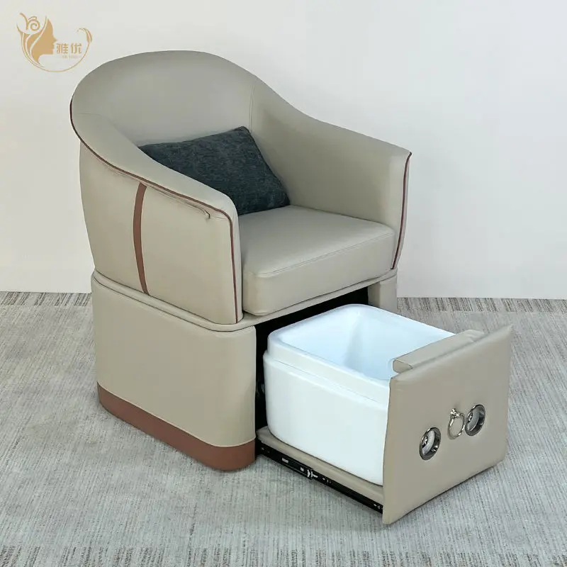 Luxury Pedicure Massage Chair With Foot Spa Pipeless Whirlpool Tub Adjustable Reclining Backrest For Beauty Salon Nail Spa