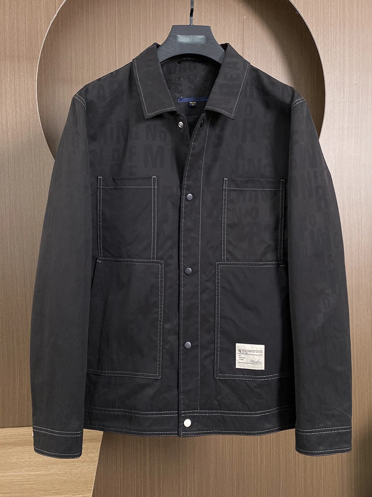 

Casual Men's Outdoor Jaet Spring Autumn Flip Collar Faion Trend Large ket Youth Sle Stand Fit Long Sve ort L...