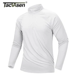 TACVASEN UPF 50+ T-shirts Men's 1/4 Zip UV Protection Long Sleeve T shirts Fishing Hiking Performance Tee Shirts Pullover Tops