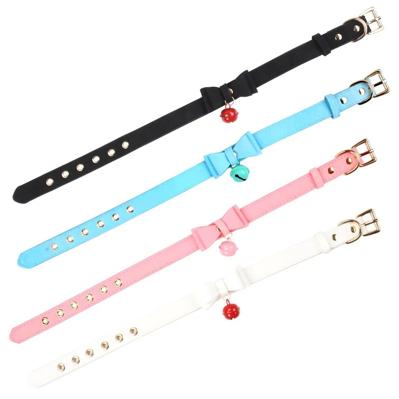 6สีทำด้วยมือเซ็กซี่โบว์โลหะ PU ปกหนัง PU Choker สร้อยคอทาส BDSM เซ็กซ์ทอยสายคล้องคอสำหรับผู้หญิง