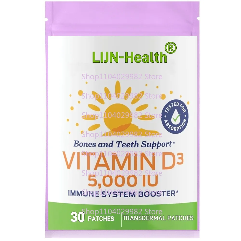 

Vitamin D3 5000 IU Transdermal Patches Bone Health and Immune Support -30 Patches 1 Month Supply