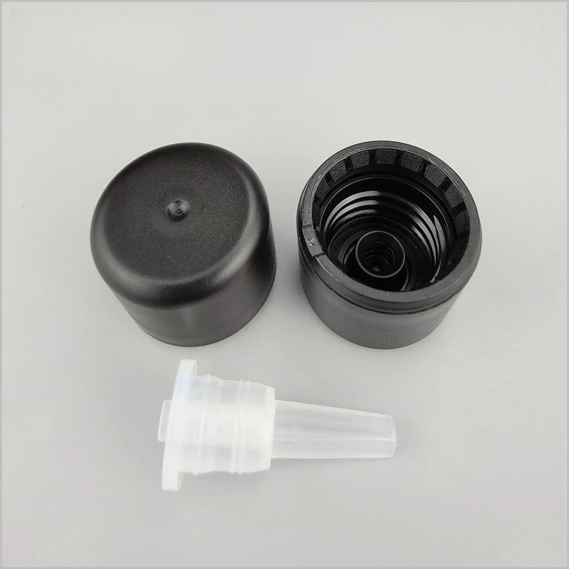 10 ピース/ロット 18 歯フラットトップ盗難防止ガイアブラックエッセンシャルオイルボトルキャップ 18410 プラスチックスクリューキャップすりガラスボトルキャップ