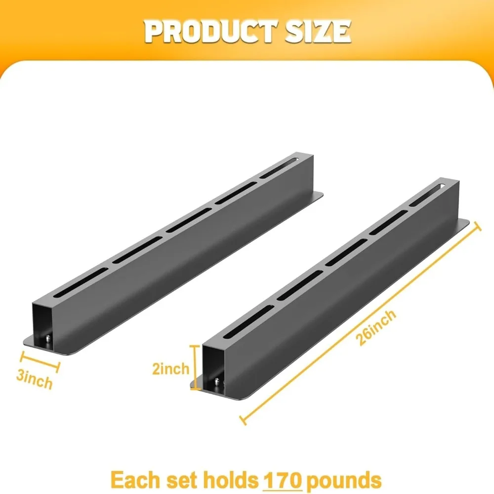 Heavy Duty Ceiling Tote Storage Rails, Garage Bin Storage Rack Adjustable Slide Rail (6 Pack for 5 Bins, Bins Not Included) - view 3