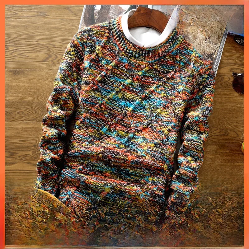 

Мужской вязаный свитер с длинным рукавом, круглым вырезом, зимний, повседневный, для ношения под одеждой, удобный, дышащий