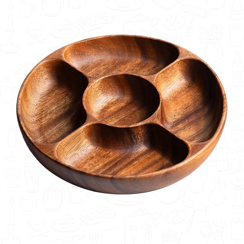 YFY wooden sub-plate, complementary food tray, snack fruit tray, Japanese tableware, solid wood tray, round fruit tray
