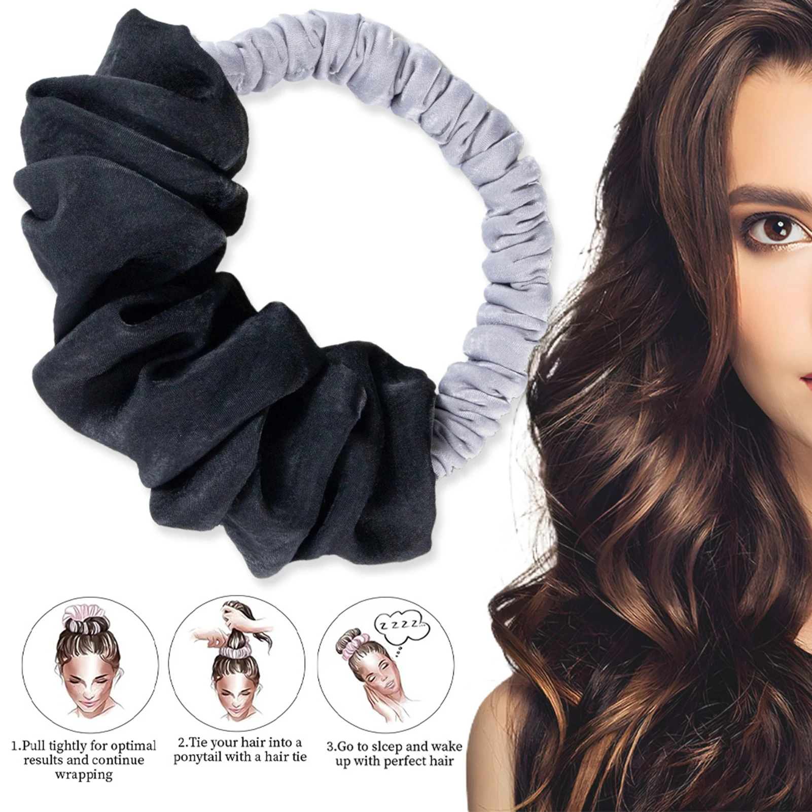 Lazy Heatless Donut Bun Maker Lockenwickler, Blasstäbe, elastisches Curling-Stirnband, schlafende Locken, Haarstyling-Werkzeuge