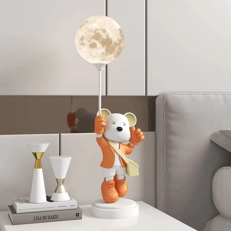 

Большой роскошный светодиодный светильник с медведем, новый стиль арт-деко, домашний интерьер из смолы для гостиной, подарки на новоселье