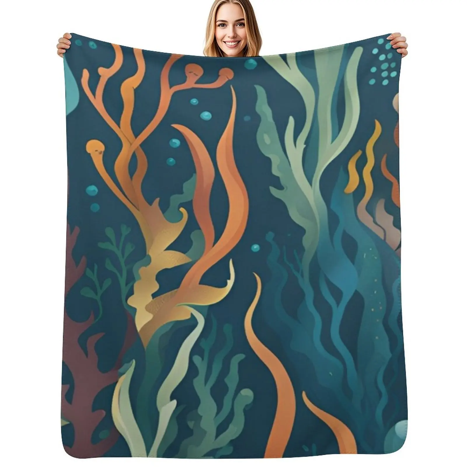 

Underwater Kelp Forests Throw Blanket bed plaid Quilt Blankets