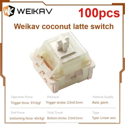 100pcs Weikav coconut latte Switch Mechanical Keyboard Switches Hifi Seiyuu Mahjong Sound 5pin Linear Axis Mx Switch Diy Custom