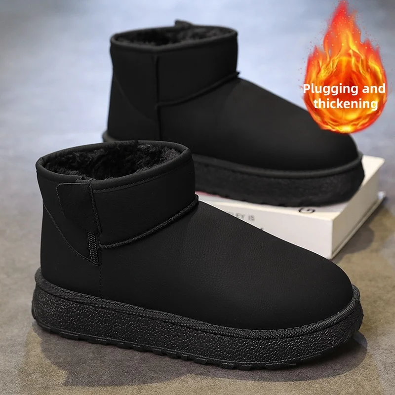 Fashion men's winter velvet padded snow boots warm bread boots outdoor cold-resistant waterproof uppers winter velvet booties