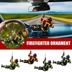 Personalized Firefighter Christmas Pendant Creative Wood Decoration And Keychain Fire Firefighter Peripheral Car Pendant