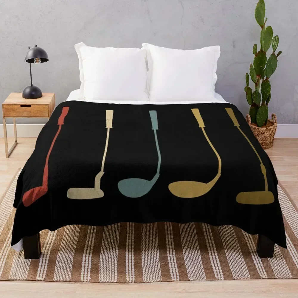 

Golf Clubs Retro Vintage Throw Blanket Easy Care Comfortable Blanket for Couch