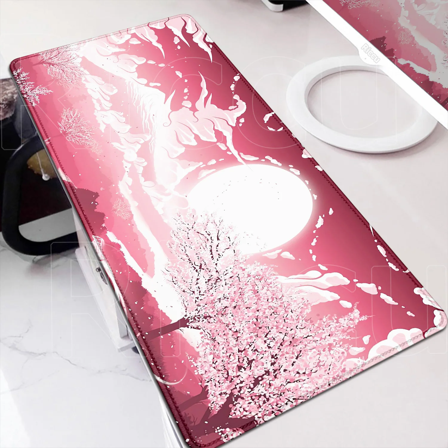 

Hot Sale Pretty Pink Cherry Blossoms Natural Rubber Mouse Pad Locking Edge Game XXL Mousepad Keyboard Desk Mats Table Decoration