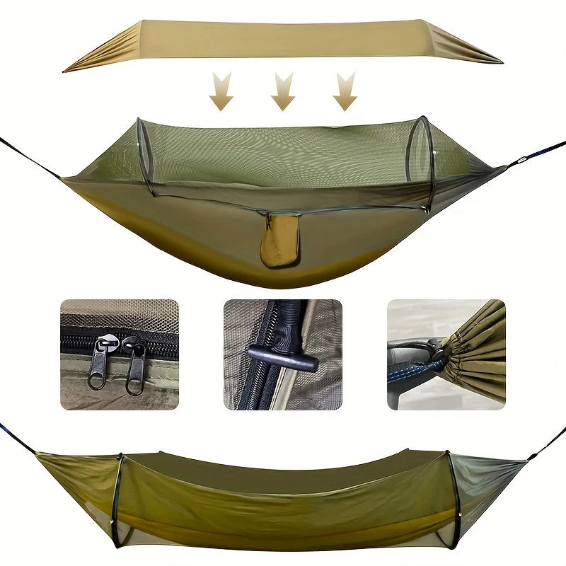 3 In 1 Hammock With Mosquito Net And Sun Shelter, Durable Camping Hammock, Hammock For Travel Backpacking And Park